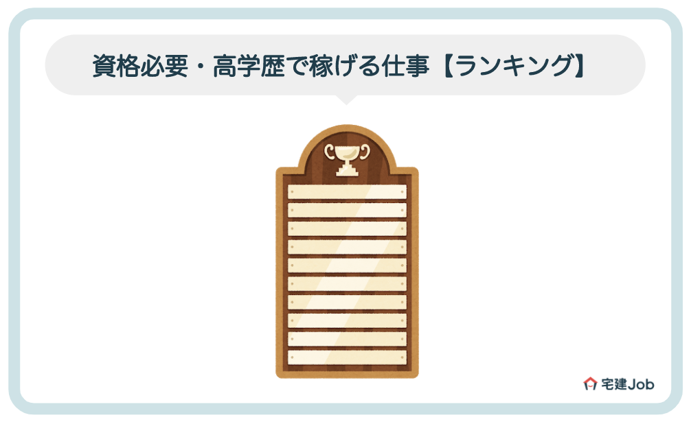 1.資格必要・高学歴で稼げる仕事【ランキング】